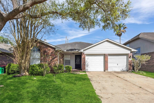4615 Pleasant Trl, Fresno, TX 77545 - single story home with a garage, brick siding, concrete driveway, and a front lawn