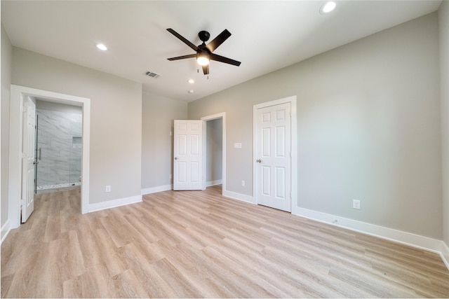 502 W Francis St, Baytown, TX 77520 - unfurnished bedroom featuring light wood-style floors, recessed lighting, baseboards, a closet, and ceiling fan