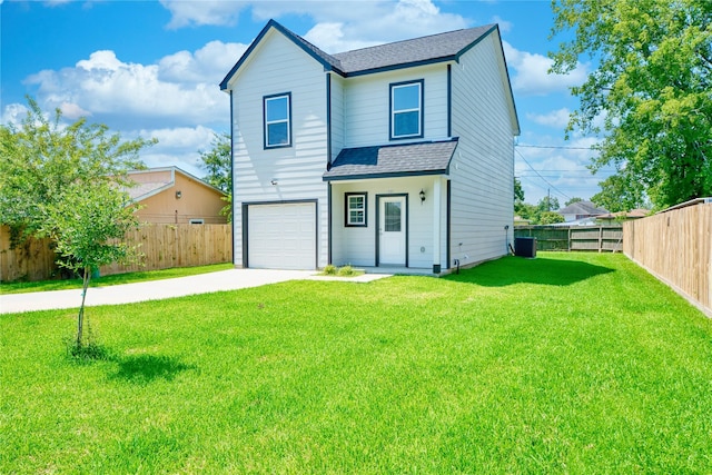 502 W Francis St, Baytown, TX 77520 - traditional-style house with a shingled roof, driveway, a garage, and cooling unit