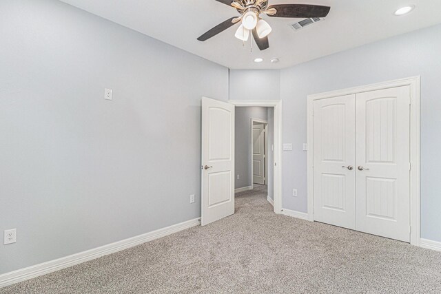 4801 Marquita Ln, Houston, TX 77039 - unfurnished bedroom featuring carpet flooring, a closet, baseboards, recessed lighting, and ceiling fan