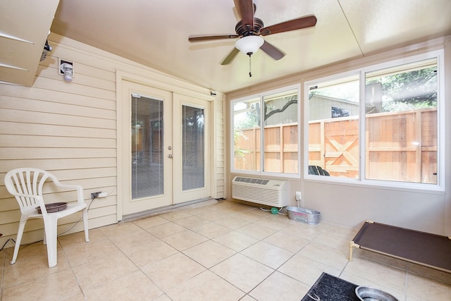 8028 Oakwood Forest Dr, Houston, TX 77040 - unfurnished sunroom with french doors, healthy amount of natural light, and a wall unit AC