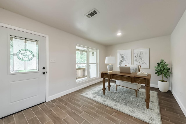 9096 N Comanche Cir, Willis, TX 77378 - office with baseboards, wood finish floors, and recessed lighting