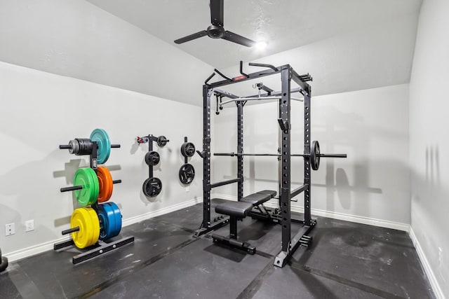 1935 Invermere Dr, Spring, TX 77386 - exercise room with baseboards and a ceiling fan