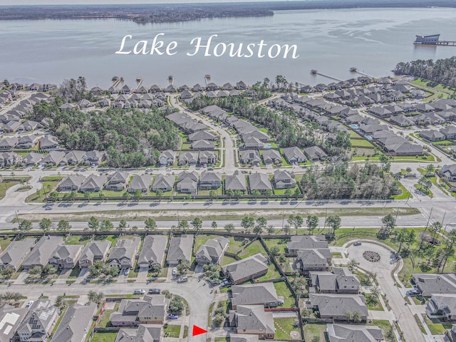 13018 Foxwood Creek Ln, Houston, TX 77044 - aerial view of property and surrounding area with nearby suburban area and a nearby body of water