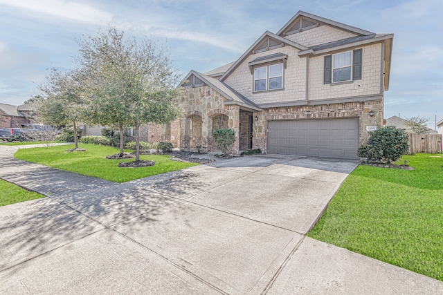 13018 Foxwood Creek Ln, Houston, TX 77044 - view of front of home featuring stone siding, driveway, and a garage