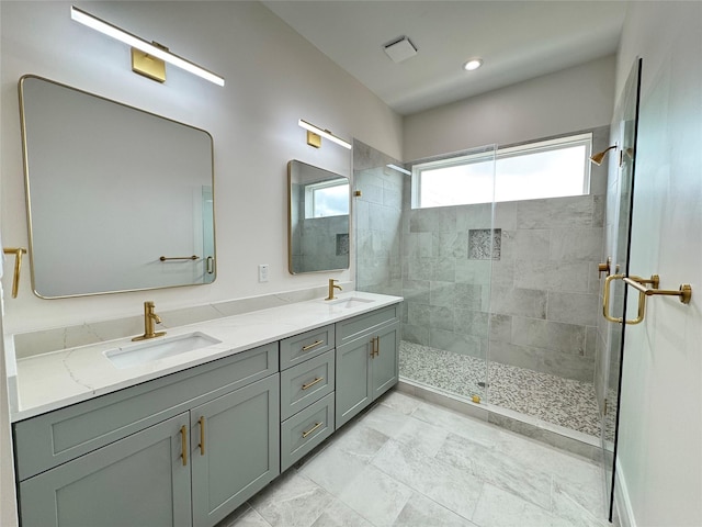 1307 71st St Unit A, Houston, TX 77011 - full bath featuring a shower stall and double vanity