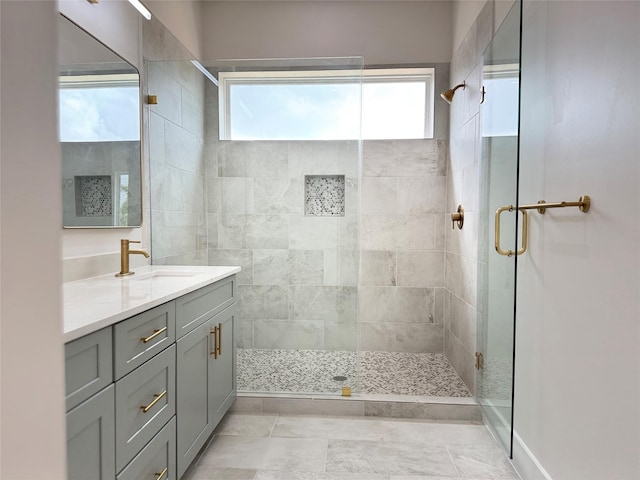 1307 71st St Unit A, Houston, TX 77011 - bathroom featuring a stall shower and vanity