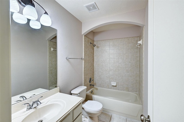 21814 Canton Pass Ln, Katy, TX 77450 - bathroom with  shower combination, vanity, toilet, and tile patterned floors