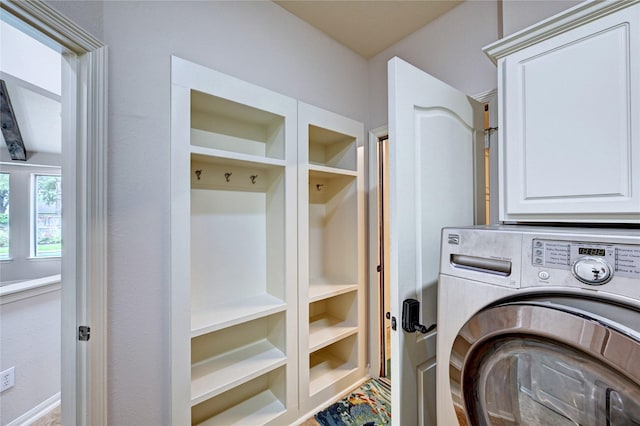 21814 Canton Pass Ln, Katy, TX 77450 - washroom with washer / clothes dryer and built in shelves