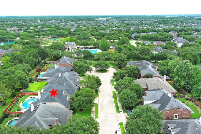 21814 Canton Pass Ln, Katy, TX 77450 - aerial view of residential area featuring a pool area and property boundaries highlighted