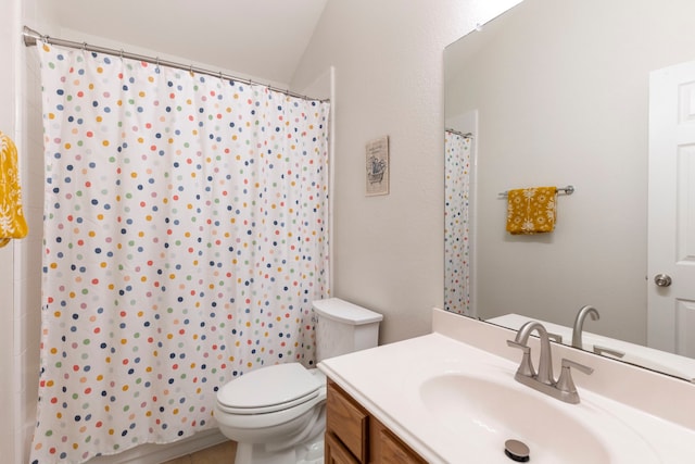 4613 Meridian Park Dr, Pearland, TX 77584 - bathroom with vanity, toilet, and a shower with curtain