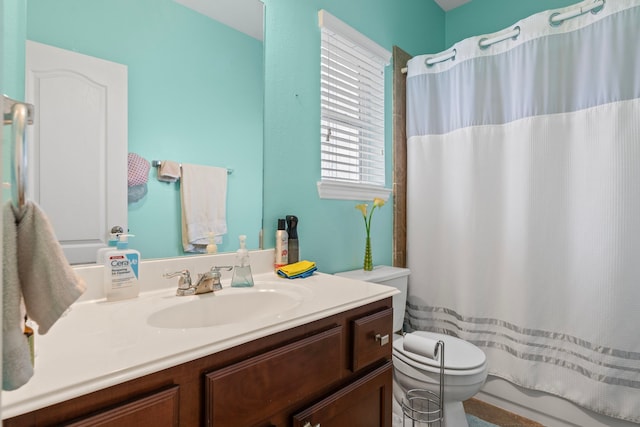 24914 Hazel Ranch Dr, Katy, TX 77494 - bathroom with toilet, vanity, and a shower with curtain