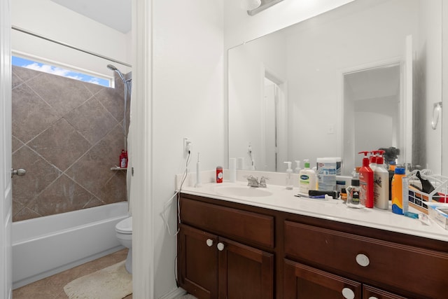24914 Hazel Ranch Dr, Katy, TX 77494 - full bath with toilet, vanity, washtub / shower combination, and tile patterned flooring