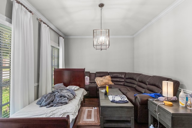 548 Cascade St, Bellaire, TX 77401 - living room with a chandelier and crown molding