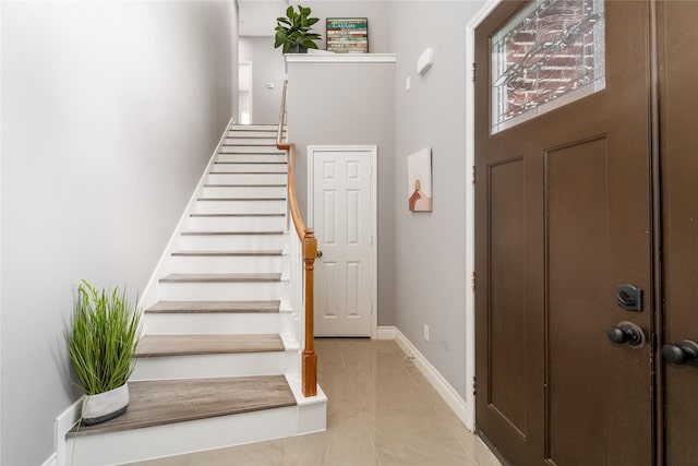 14619 Sanour Dr, Houston, TX 77084 - foyer entrance with stairway and baseboards