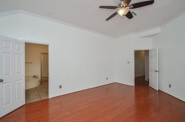 5319 Green Cove Bend Ln, Houston, TX 77041 - empty room featuring crown molding, ceiling fan, and wood finished floors