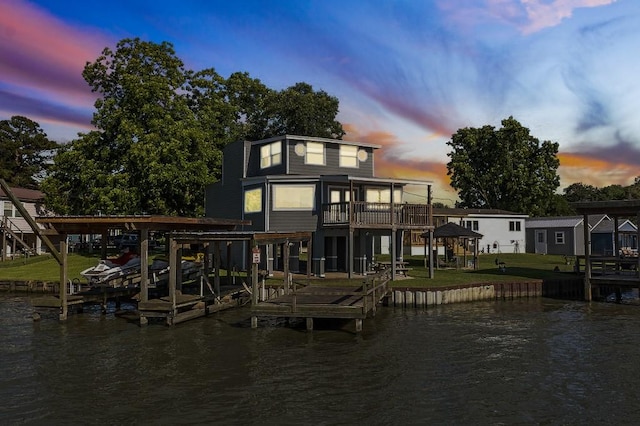 210 W Lakeview, Onalaska, TX 77360 - back of property with a water view and boat lift