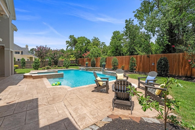 15222 Hilltop View Dr, Cypress, TX 77429 - view of pool with a patio area, a fenced backyard, and a pool with connected hot tub