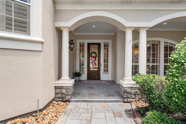 15222 Hilltop View Dr, Cypress, TX 77429 - property entrance featuring stucco siding and a porch