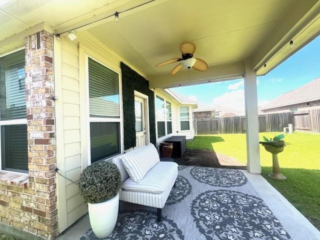 10809 Mendel Terrace Dr, Rosharon, TX 77583 - view of patio / terrace featuring ceiling fan