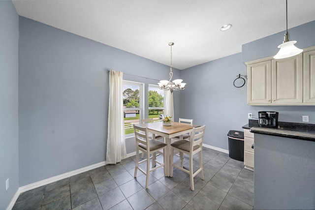 3525 N Morning Glory Dr, Santa Fe, TX 77517 - dining room with a chandelier, baseboards, and dark tile patterned flooring