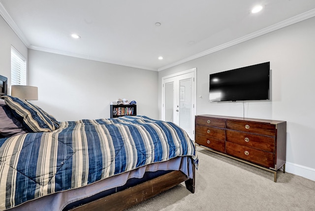 4402 Lillian St Unit 8, Houston, TX 77007 - carpeted bedroom with ornamental molding, recessed lighting, and baseboards