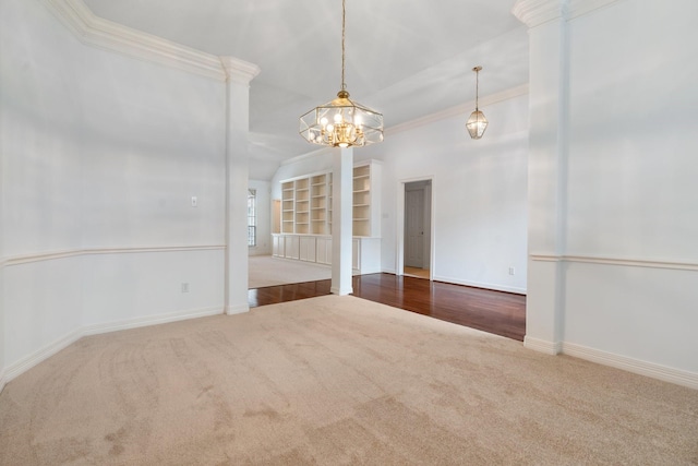 18107 Hampton Oak Dr, Spring, TX 77379 - carpeted spare room featuring a chandelier and ornamental molding
