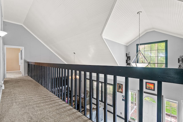 20 Clearview St, Point Blank, TX 77364 - corridor featuring lofted ceiling and carpet floors
