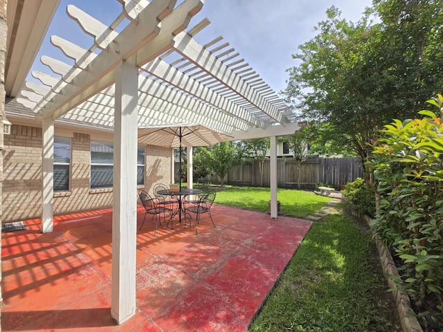 17427 N Riata Lake Dr, Cypress, TX 77433 - view of patio / terrace with a pergola and outdoor dining space