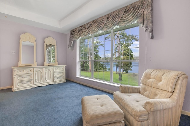 627 Shoreline Dr, Brookeland, TX 75931 - living area with plenty of natural light, carpet floors, and a water view