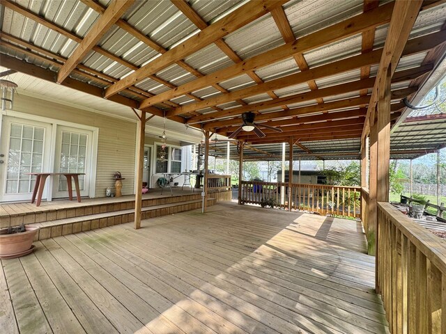 706 W St, Yoakum, TX 77995 - wooden deck featuring ceiling fan
