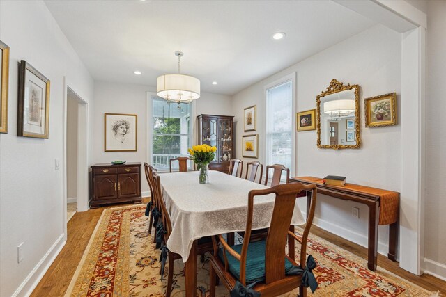 523 W 15th St, Houston, TX 77008 - dining room featuring light wood-type flooring, recessed lighting, and a chandelier