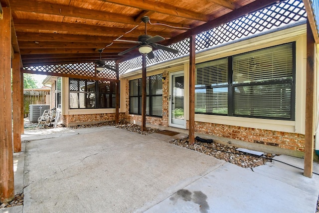 16323 Elmwood Point Ln, Sugar Land, TX 77498 - view of patio / terrace featuring ceiling fan and central air condition unit