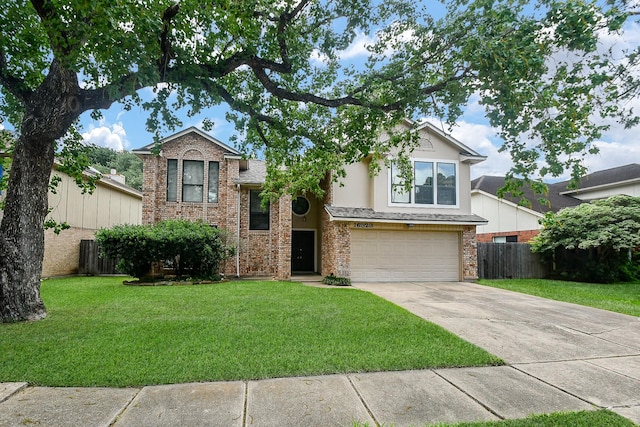 16323 Elmwood Point Ln, Sugar Land, TX 77498 - view of front of house featuring brick siding, driveway, a garage, and a shingled roof
