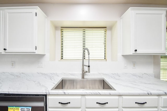16323 Elmwood Point Ln, Sugar Land, TX 77498 - kitchen with a sink, dishwasher, and white cabinets