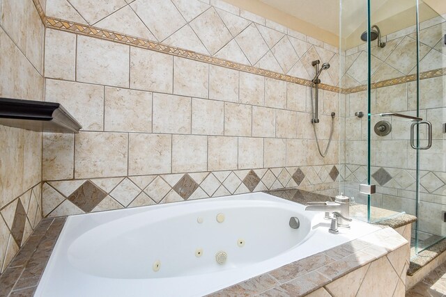 16323 Elmwood Point Ln, Sugar Land, TX 77498 - bathroom with a jetted tub and a stall shower