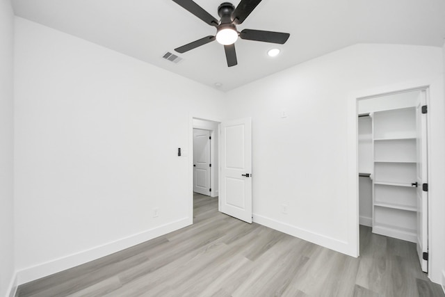 9406 Sandra St, Houston, TX 77016 - unfurnished bedroom featuring wood finished floors, a spacious closet, recessed lighting, a ceiling fan, and a closet
