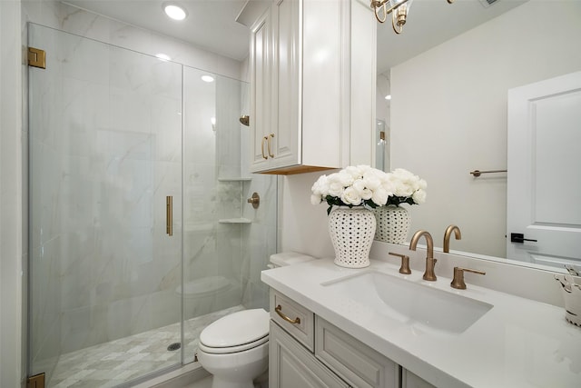 11303 Flying Admiral Dr, Cypress, TX 77433 - full bath featuring vanity, a marble finish shower, and toilet