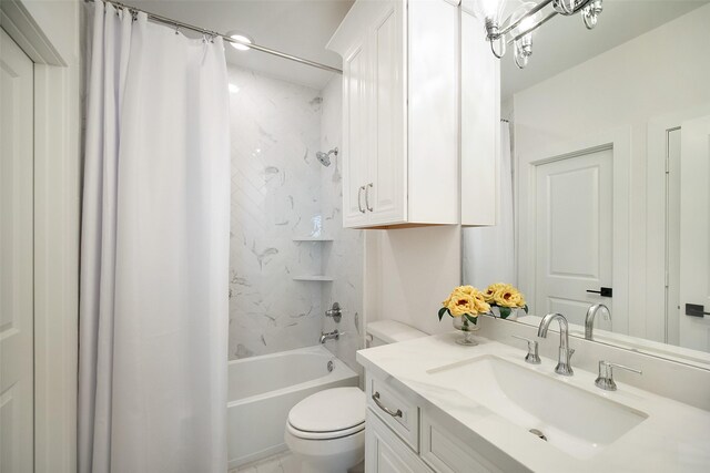 11303 Flying Admiral Dr, Cypress, TX 77433 - bathroom featuring vanity, toilet, and shower / tub combo with curtain