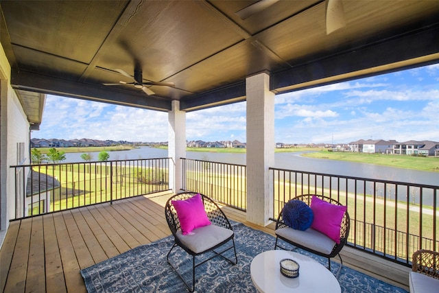 11303 Flying Admiral Dr, Cypress, TX 77433 - deck with a water view and a ceiling fan