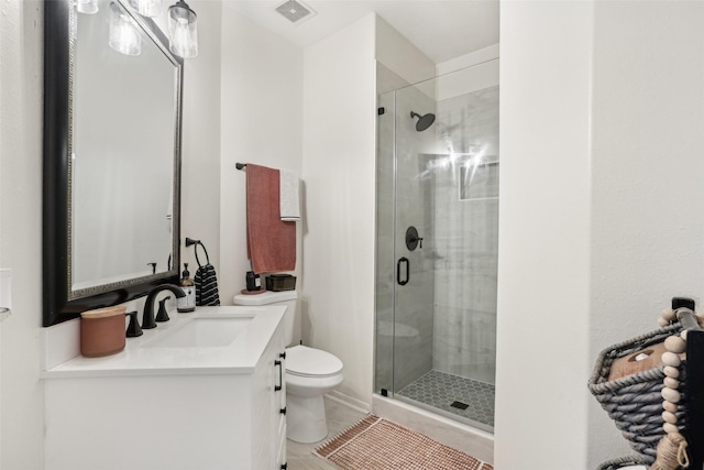 14 Carmel Chase Ct, Manvel, TX 77578 - bathroom featuring vanity, toilet, and a shower stall