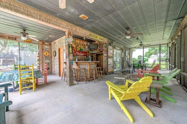 134 Private Road 652, Sargent, TX 77414 - sunroom / solarium with ceiling fan and french doors