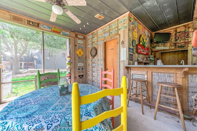 134 Private Road 652, Sargent, TX 77414 - dining room with a ceiling fan and wet bar