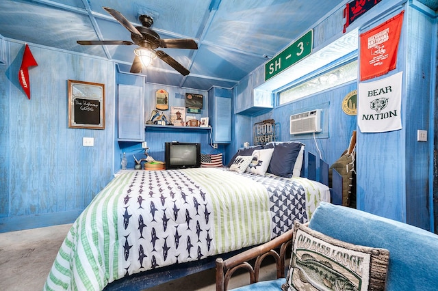 134 Private Road 652, Sargent, TX 77414 - bedroom featuring a wall mounted AC and ceiling fan