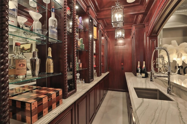 17122 Ashley Woods Ct, Spring, TX 77379 - wine cellar with a sink and ornamental molding