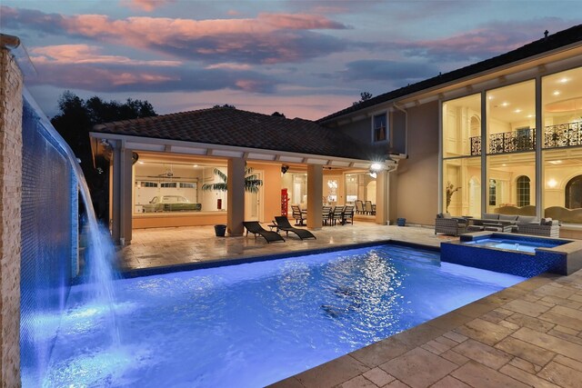 17122 Ashley Woods Ct, Spring, TX 77379 - view of pool with an outdoor hangout area, a patio, and a pool with connected hot tub