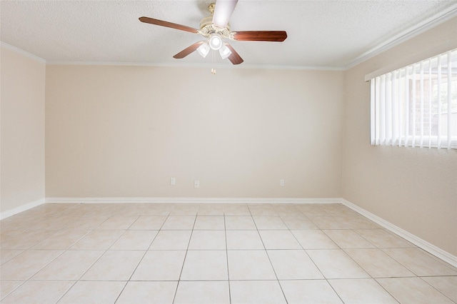 12028 Mighty Oak Dr Unit A, Houston, TX 77066 - empty room with a textured ceiling, ornamental molding, and a ceiling fan
