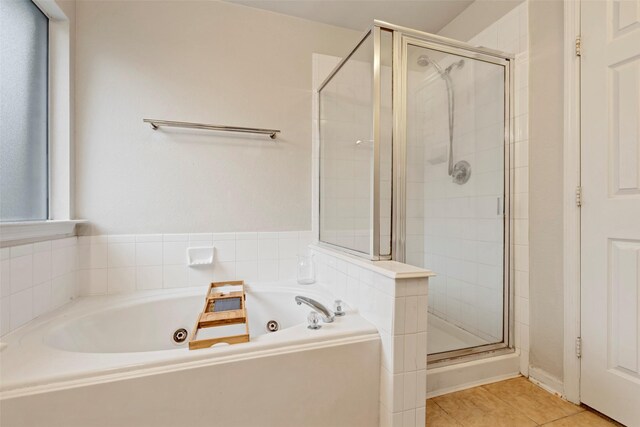 25430 Twister Trl, Spring, TX 77373 - full bath featuring a stall shower, a whirlpool tub, and tile patterned floors