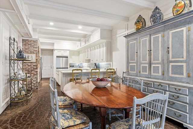 7 Pine Briar Cir, Houston, TX 77056 - dining area featuring beam ceiling and ornamental molding