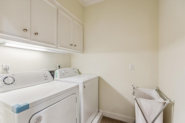 7 Pine Briar Cir, Houston, TX 77056 - laundry area with cabinet space, separate washer and dryer, and baseboards